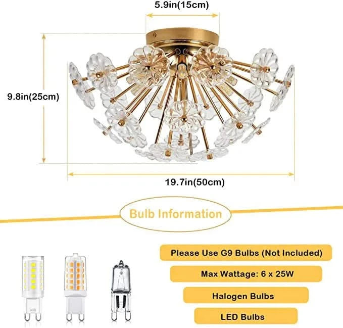 Gold Flush Mount Ceiling Light Default -DTYStore