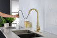 Gold Kitchen Faucets with Pull Down Sprayer, Kitchen Sink Faucet with Pull Out Sprayer, Fingerprint Resistant, Single Hole Deck Mount, Single Handle Copper Kitchen Faucet, - DTY Store