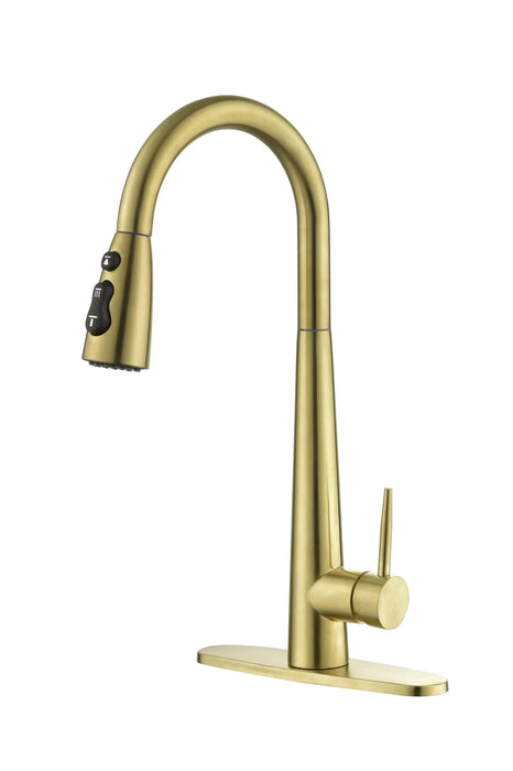 Gold Kitchen Faucets with Pull Down Sprayer, Kitchen Sink Faucet with Pull Out Sprayer, Fingerprint Resistant, Single Hole Deck Mount, Single Handle Copper Kitchen Faucet, - DTY Store