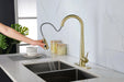 Gold Kitchen Faucets with Pull Down Sprayer, Kitchen Sink Faucet with Pull Out Sprayer, Fingerprint Resistant, Single Hole Deck Mount, Single Handle Copper Kitchen Faucet, - DTY Store