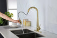 Gold Kitchen Faucets with Pull Down Sprayer, Kitchen Sink Faucet with Pull Out Sprayer, Fingerprint Resistant, Single Hole Deck Mount, Single Handle Copper Kitchen Faucet, - DTY Store