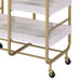 Gold and White Washed Serving Cart with 3 Adjustable Trays Default -DTYStore