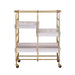 Gold and White Washed Serving Cart with 3 Adjustable Trays Default -DTYStore