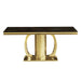 Gold stainless steel dining table 70.08 inch black tempered glass top with sticker Default -DTYStore