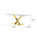 Gold stainless steel dining table 70.08 inch clear tempered glass top Default -DTYStore