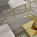 Gold stainless steel dining table 70.08 inch clear tempered glass top Default -DTYStore