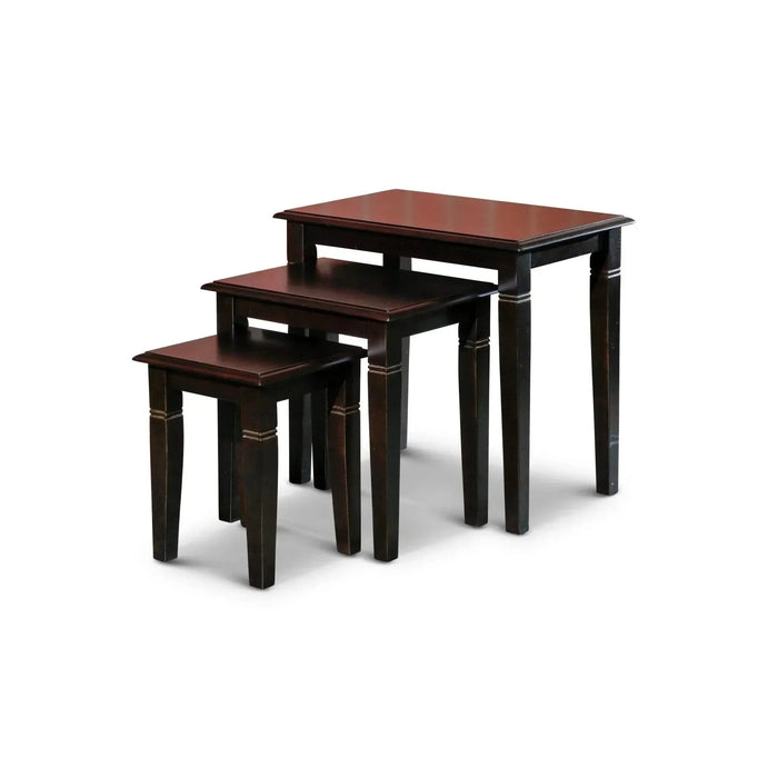 Golden 3-Piece Nesting Table Set Dark Brown -DTYStore