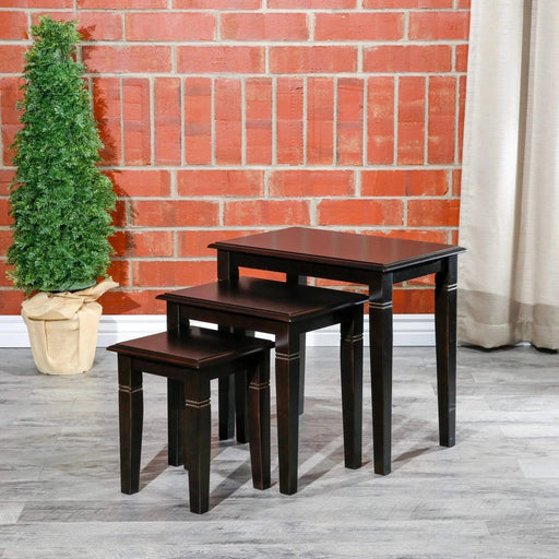 Golden 3-Piece Nesting Table Set Espresso -DTYStore