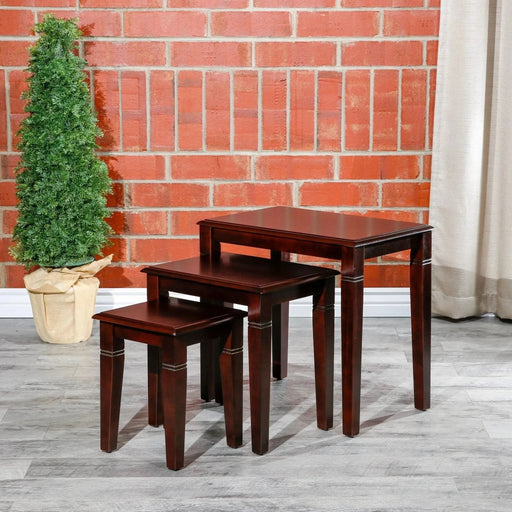 Golden 3-Piece Nesting Table Set Espresso -DTYStore