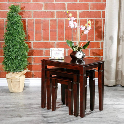 Golden 3-Piece Nesting Table Set Espresso -DTYStore