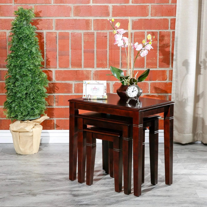 Golden 3-Piece Nesting Table Set Espresso -DTYStore