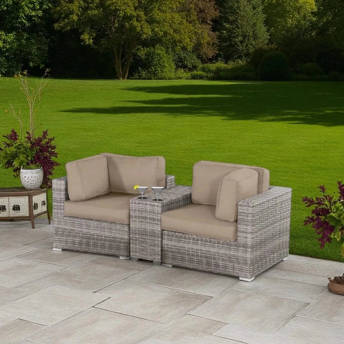 Gorgeous 79'' Wide Outdoor Loveseat with HDPE Wicker Frame and Plush Cushions Default -DTYStore