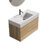 Grace 36' Rough Oak+Rough Oak Bathroom Vanity with White Engineered Quartz Sink and Soft Drawers, Wall Mounted Floating Bathroom Vanity for Modern Bathroom, One-Piece White Glossy Basin, KD Default -DTYStore