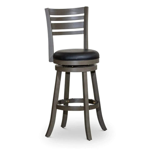 Granby Leather 4-Slat Back Swivel Stool, 30" Bar Stool or 24” 30" Bar Height Weathered Gray Black Leather -DTYStore