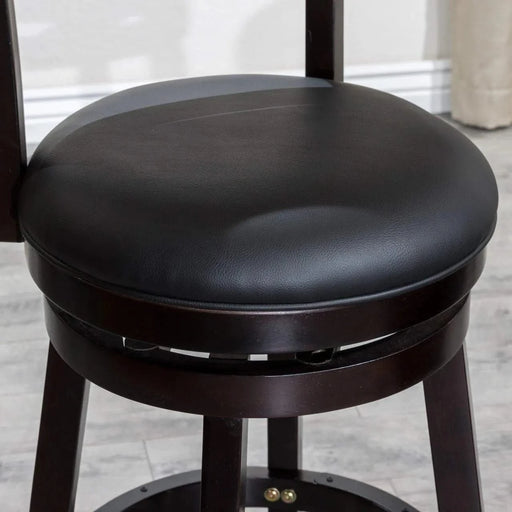 Granby Leather 4-Slat Back Swivel Stool, 30" Bar Stool or 24” -DTYStore