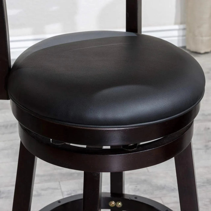Granby Leather 4-Slat Back Swivel Stool, 30" Bar Stool or 24” -DTYStore
