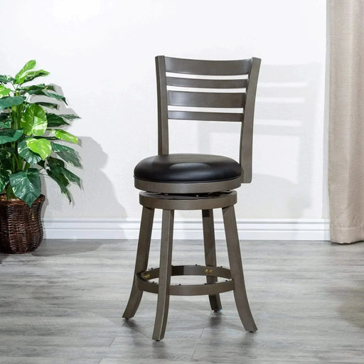 Granby Leather 4-Slat Back Swivel Stool, 30" Bar Stool or 24” -DTYStore