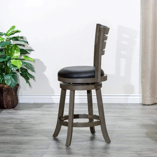 Granby Leather 4-Slat Back Swivel Stool, 30" Bar Stool or 24” -DTYStore