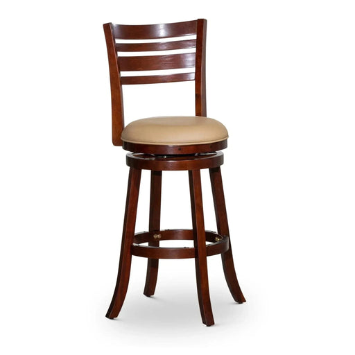 Granby Leather 4-Slat Back Swivel Stool, 30" Bar Stool or 24” 30" Bar Height Cherry Bone Leather -DTYStore