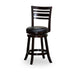 Granby Leather 4-Slat Back Swivel Stool, 30" Bar Stool or 24” 24" Counter Height Espresso Black Leather -DTYStore