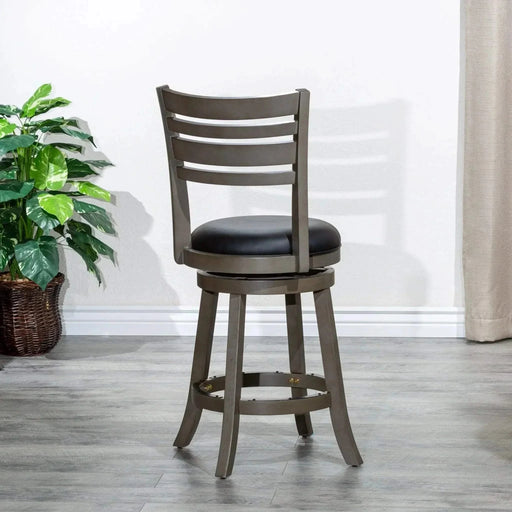 Granby Leather 4-Slat Back Swivel Stool, 30" Bar Stool or 24” -DTYStore