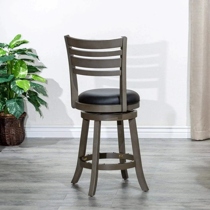 Granby Leather 4-Slat Back Swivel Stool, 30" Bar Stool or 24” -DTYStore