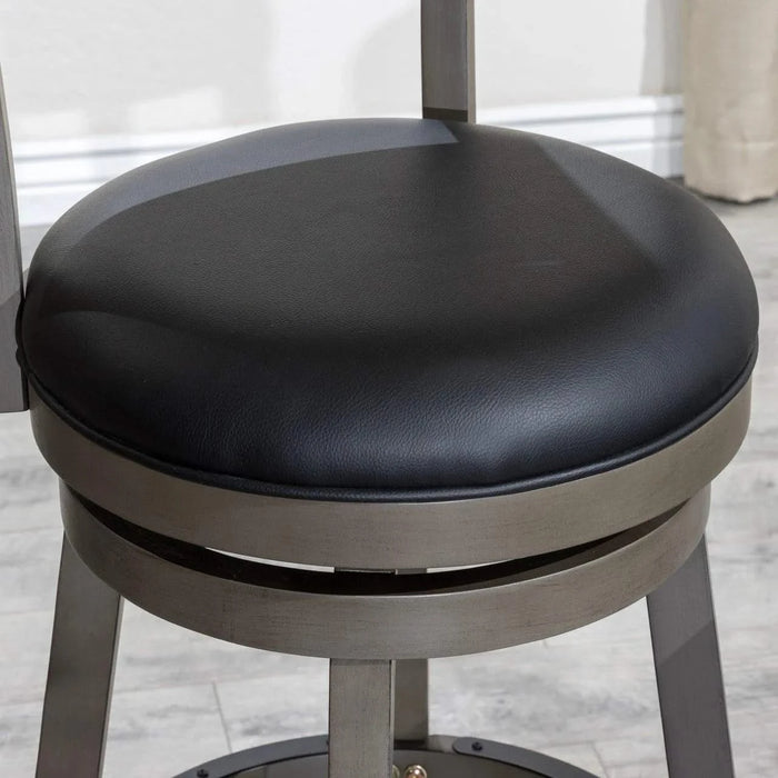 Granby Leather 4-Slat Back Swivel Stool, 30" Bar Stool or 24” -DTYStore