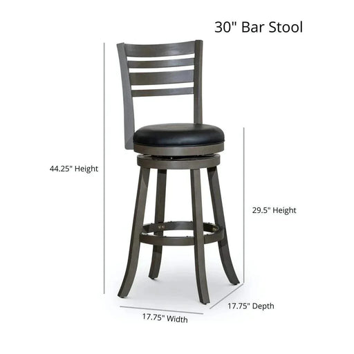 Granby Leather 4-Slat Back Swivel Stool, 30" Bar Stool or 24” -DTYStore