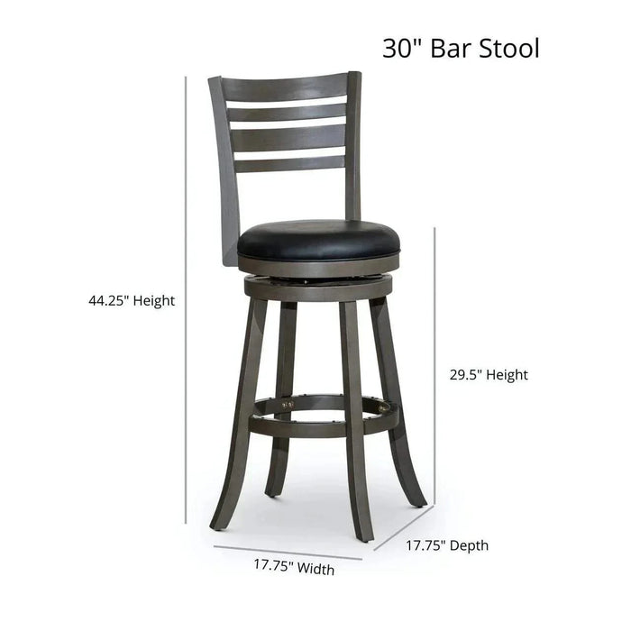 Granby Leather 4-Slat Back Swivel Stool, 30" Bar Stool or 24” -DTYStore