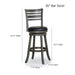 Granby Leather 4-Slat Back Swivel Stool, 30" Bar Stool or 24” -DTYStore