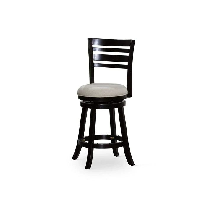 Granby Premium Fabric 4-Slat Back Swivel Stool, 24” Counter Stool or 30" Bar Stool 24" Counter Height Espresso Beige Fabric -DTYStore
