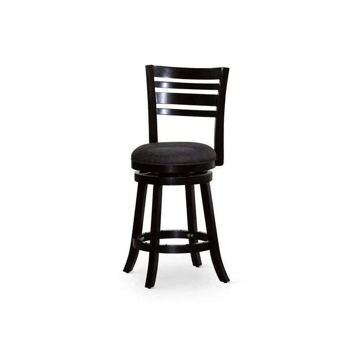 Granby Premium Fabric 4-Slat Back Swivel Stool, 24” Counter Stool or 30" Bar Stool 24" Counter Height Espresso Charcoal Fabric -DTYStore