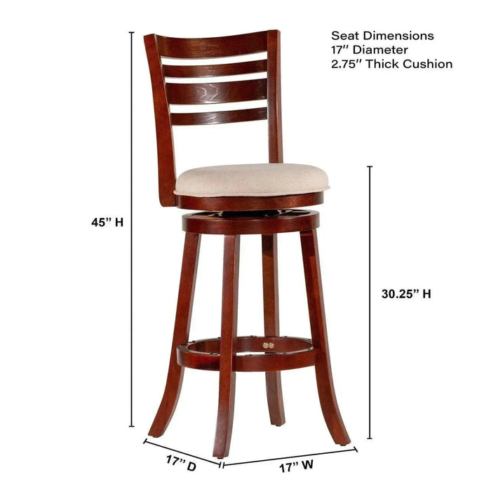 Granby Premium Fabric 4-Slat Back Swivel Stool, 24” Counter Stool or 30" Bar Stool 30" Bar Height Cherry Beige Fabric -DTYStore