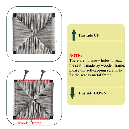 Gray Set of 2 Hand Weave Bar Stools with Back Counter Height Bar Chairs Paper Rope Woven Dining Stool Default -DTYStore