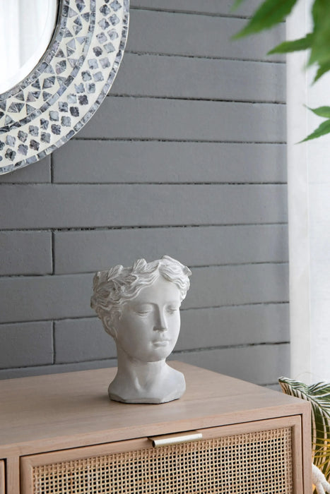 Greek Style Cement Head Planter - Indoor Outdoor Home Garden Decor, D6' x 9' Default -DTYStore