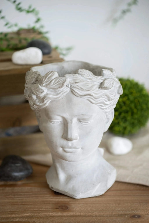 Greek Style Cement Head Planter - Indoor Outdoor Home Garden Decor, D6' x 9' Default -DTYStore