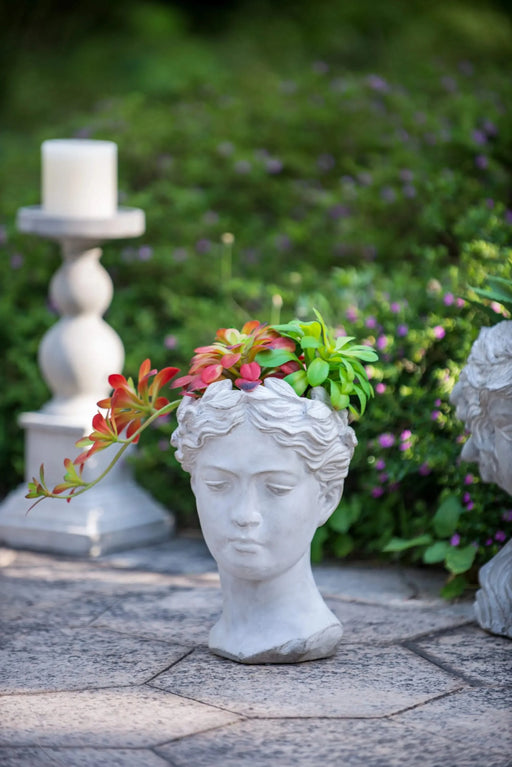 Greek Style Cement Head Planter - Indoor Outdoor Home Garden Decor, D7' x 11' Default -DTYStore