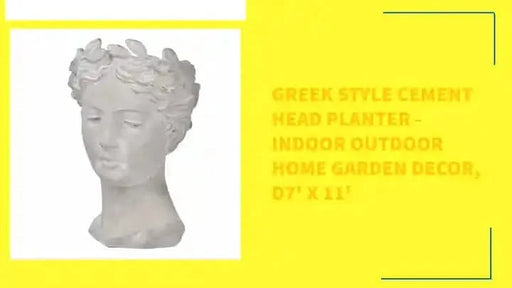 Greek Style Cement Head Planter - Indoor Outdoor Home Garden Decor, D7' x 11' Default -DTYStore