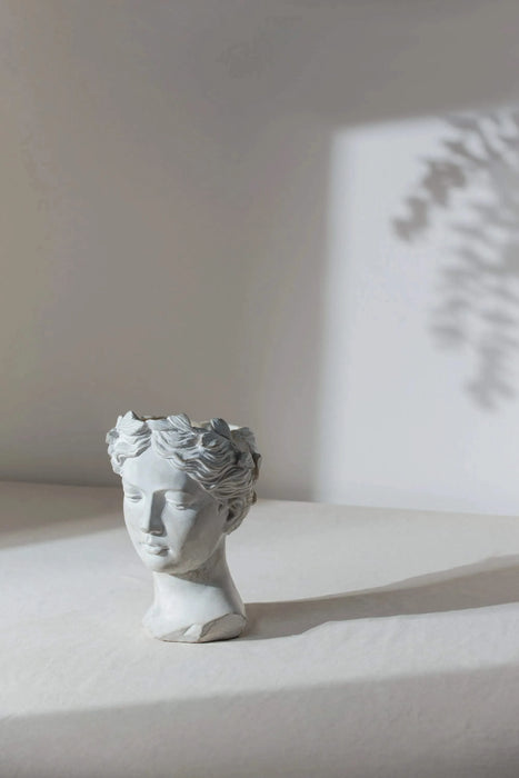 Greek Style Cement Head Planter - Indoor Outdoor Home Garden Decor, D7' x 11' Default -DTYStore
