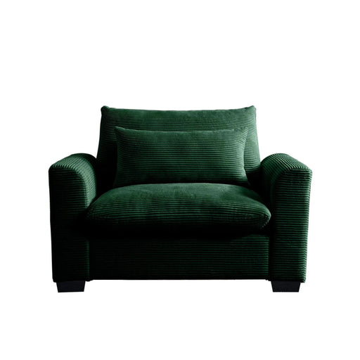 Green Corduroy Deep Seat Single Sofa Accent Chair,Deep Seat Couch with Waist Pillow for Living Room/Apartment/Office Default -DTYStore