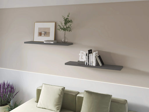 Greer Floating Shelf in Melamine x2, Grey Default -DTYStore