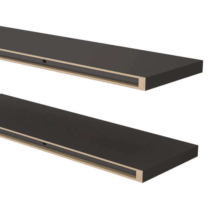 Greer Floating Shelf in Melamine x2, Grey Default -DTYStore