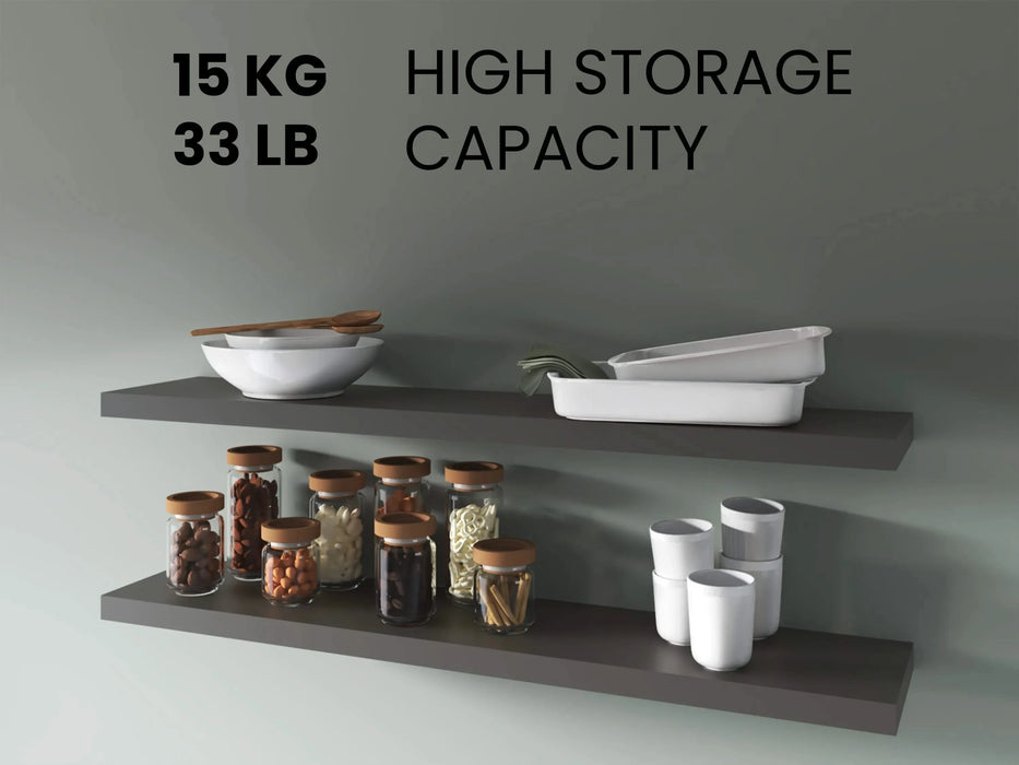 Greer Floating Shelf in Melamine x2, Grey Default -DTYStore