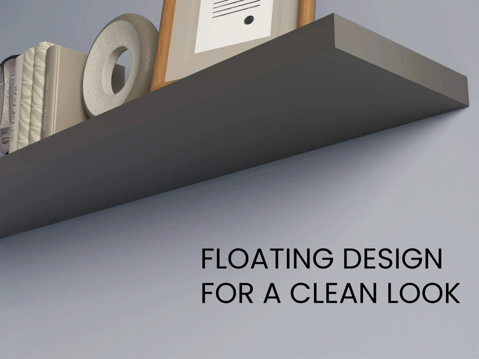 Greer Floating Shelf in Melamine x2, Grey Default -DTYStore