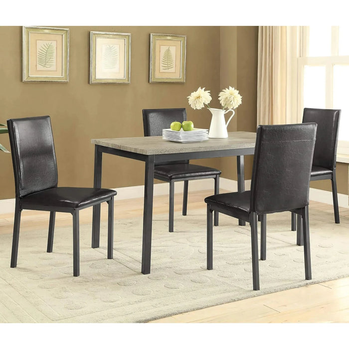 Grey and Black Rectangle Dining Table Default -DTYStore