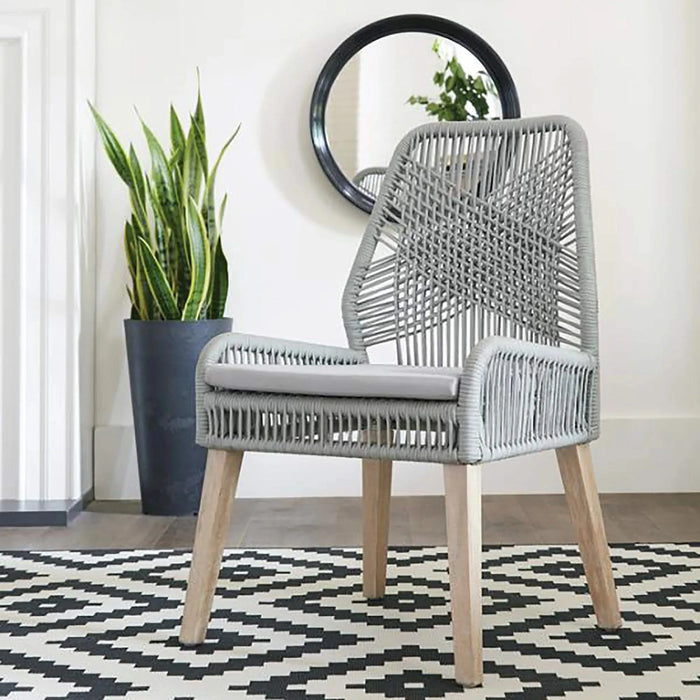 Grey and Weathered Wash Woven Back Side Chairs (Set of 2) Default -DTYStore