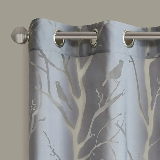 Grommet Top Sheer Bird on Branches Burnout Window Curtain(Only 1 Pc Panel) Default -DTYStore