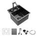 Gunmetal Black 15' Undermount Bar Sink with Folding Faucet, 16 Gauge Stainless Steel, 15x17 Inch Single Bowl- DTY Store