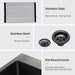 Gunmetal Black 25 x 22 Inch Drop-in Kitchen Sink Topmount 16 Gauge Deep Single Bowl Stainless Steel Basin - DTY Store
