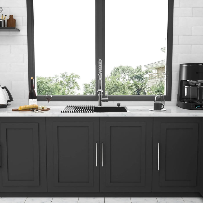 Gunmetal Black 25 x 22 Inch Drop-in Kitchen Sink Topmount 16 Gauge Deep Single Bowl Stainless Steel Basin- DTY Store